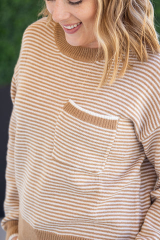 IN STOCK Miley Striped Sweater - Latte