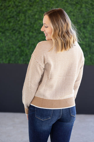 IN STOCK Miley Striped Sweater - Latte