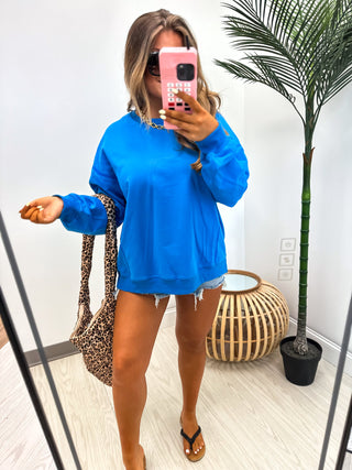 BIRDIE Sonic Blue Crewneck Cozy Pullover