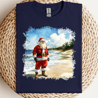 Santa on Beach Tshirt