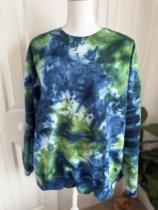 Green/Blue Ice-Dye Pullover