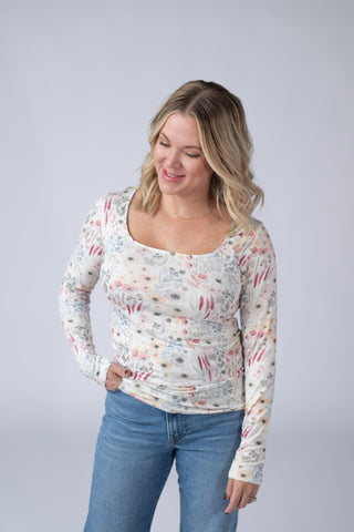 IN STOCK Alyssa Long Sleeve Top - Wildflower Gardens FINAL SALE
