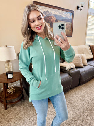 IN STOCK Kacey Ribbed Hoodie - Sage FINAL SALE