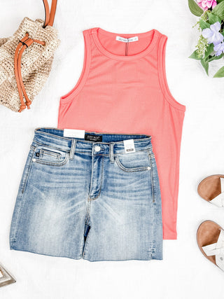 IN STOCK Tara Ribbed Tank - Coral FINAL SAE