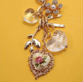 Porcelain Lace Heart Bag Charm