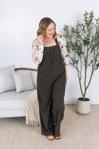 IN STOCK Corduroy Overalls - Olive