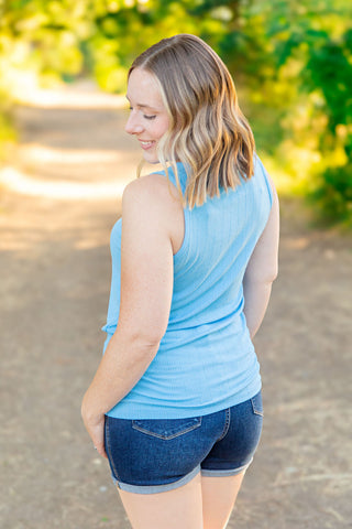 IN STOCK Mila Zipper Tank - Blue FINAL SALE