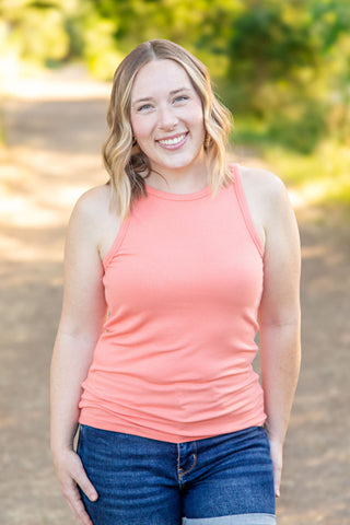 IN STOCK Tara Ribbed Tank - Coral FINAL SAE