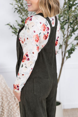 IN STOCK Corduroy Overalls - Olive