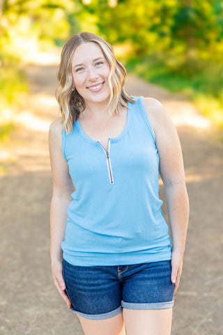 IN STOCK Mila Zipper Tank - Blue FINAL SALE