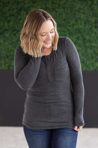 IN STOCK Georgia Long Sleeve Top - Charcoal FINAL SALE