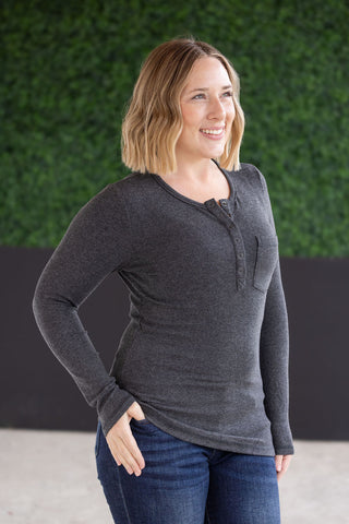 IN STOCK Georgia Long Sleeve Top - Charcoal FINAL SALE
