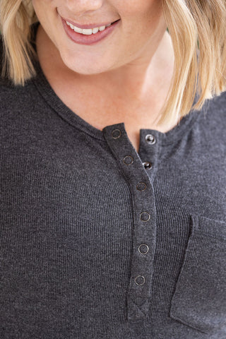 IN STOCK Georgia Long Sleeve Top - Charcoal FINAL SALE