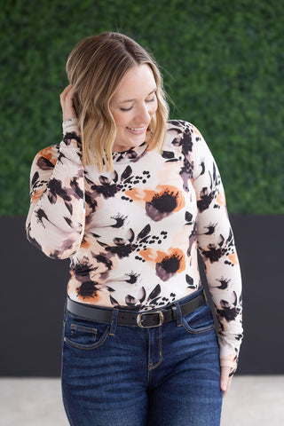 IN STOCK Blair Long Sleeve Top - Neutral Abstract