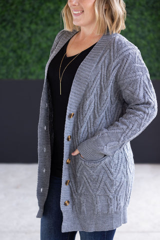 IN STOCK Brooks Button Sweater Cardigan - Grey