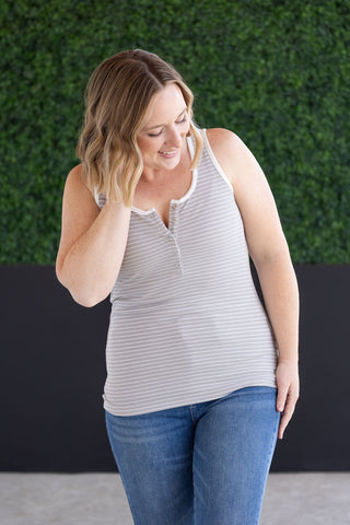 IN STOCK Shiloh Button Snap Tank - Grey FINAL SALE