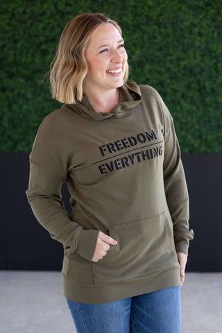 IN STOCK Corrine Embroidered Hoodie - Freedom Over Everything FINAL SALE