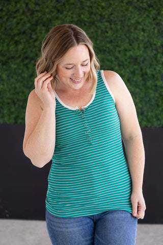 IN STOCK Shiloh Button Snap Tank - Green FINAL SALE