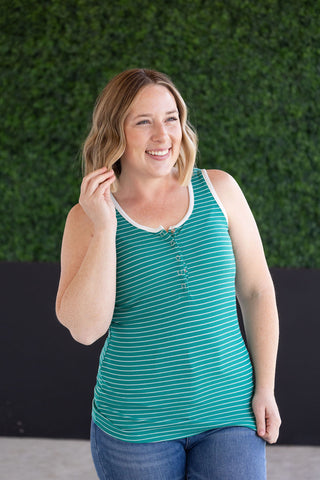 IN STOCK Shiloh Button Snap Tank - Green FINAL SALE