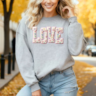 Faux Candy Hearts Appliqué Sweatshirt