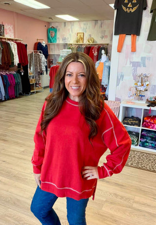 Red Hot Relaxed Pullover