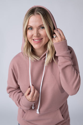 IN STOCK Kacey Ribbed Hoodie - Rose FINAL SALE