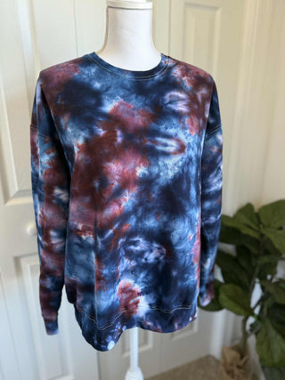 Navy And Rosebud Ice-dye Pullover