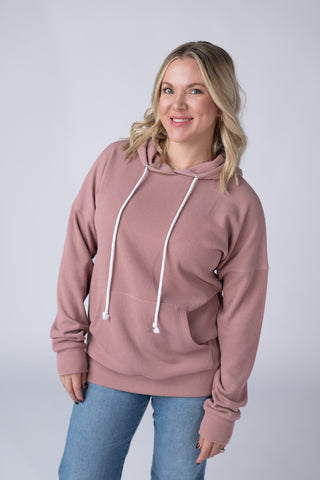 IN STOCK Kacey Ribbed Hoodie - Rose FINAL SALE