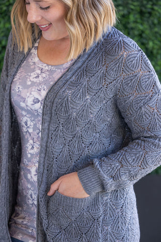 IN STOCK Open Knit Cardigan - Grey