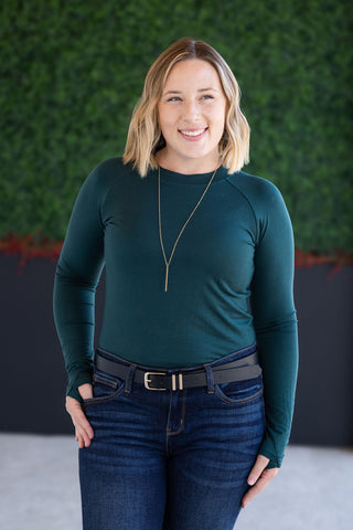 IN STOCK Blair Long Sleeve Top - Hunter Green