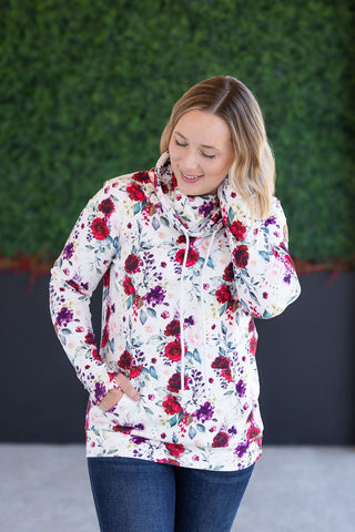 IN STOCK Soft Funnel Neck - Burgundy Bloom