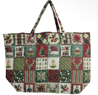 Christmas Patchwork Quilted Tote Bag