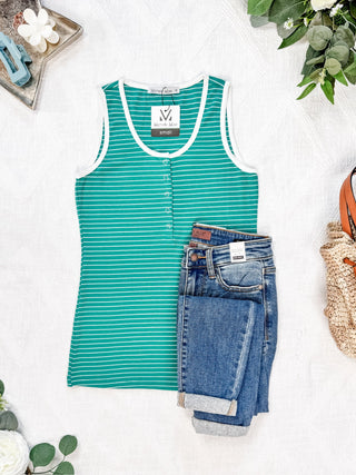 IN STOCK Shiloh Button Snap Tank - Green FINAL SALE