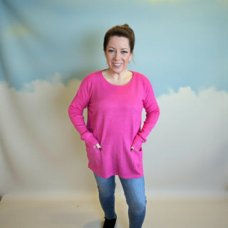 Fuschia Pocket Sweater