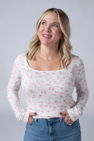 IN STOCK Alyssa Long Sleeve Top - Pretty in Pink Floral FINAL SALE