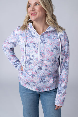 IN STOCK HalfZip Hoodie - Ditsy Blush Floral FINAL SALE