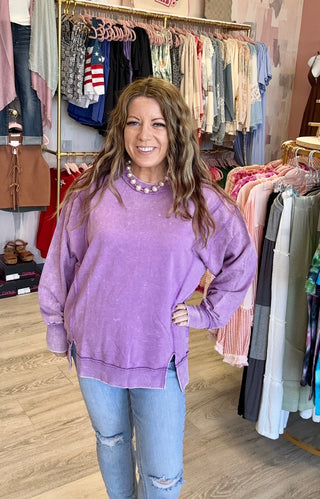 Washed Purple Pullover