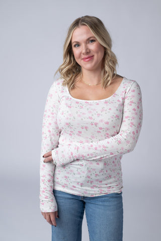 IN STOCK Alyssa Long Sleeve Top - Pretty in Pink Floral FINAL SALE
