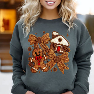 Faux Yarn Gingerbread Crew Sweatshirt