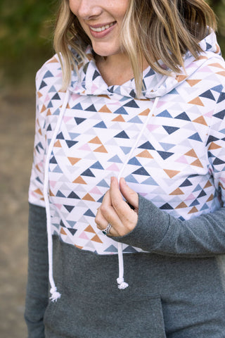 IN STOCK Hailey Pullover Hoodie - Geometric and Charcoal FINAL SALE