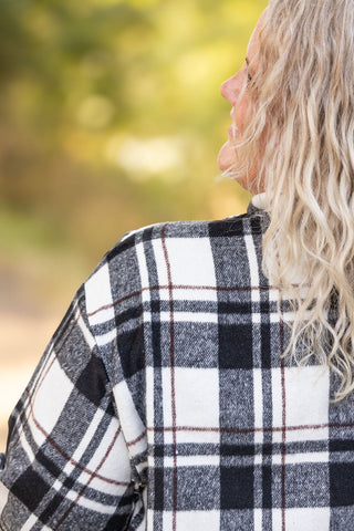 IN STOCK Norah Plaid Shacket - Ivory and Black