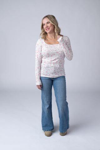 IN STOCK Alyssa Long Sleeve Top - Pretty in Pink Floral FINAL SALE