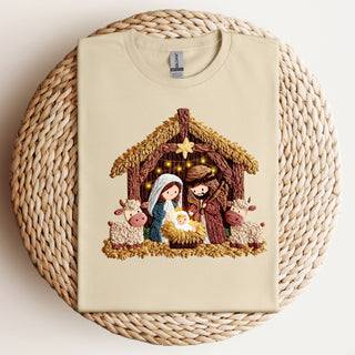 Faux Yarn Nativity Scene Tshirt