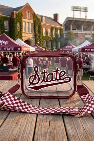 Mississippi State Maroon Clear Crossbody Bag