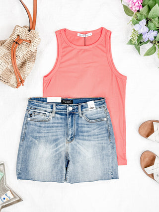 IN STOCK Tara Ribbed Tank - Coral FINAL SAE