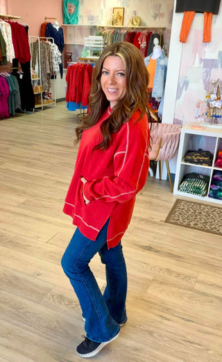 Red Hot Relaxed Pullover
