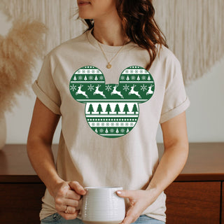 Green Reindeer Pattern Mouse Tshirt