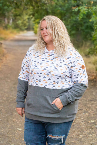 IN STOCK Hailey Pullover Hoodie - Geometric and Charcoal FINAL SALE
