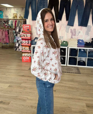 Floral Ribbed Hoodie