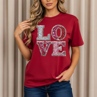 Faux Rhinestone LOVE Tshirt